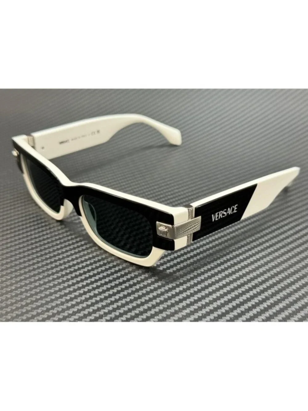 New Versace Men Black White Sunglasses 53-18-145